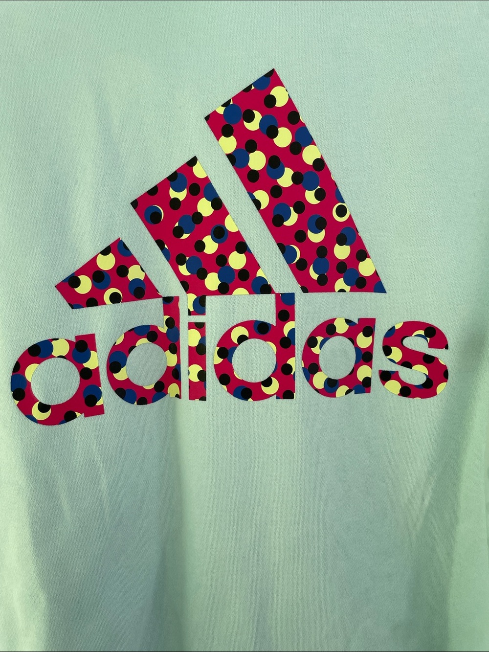 Adidas Mint Green Hoodie with Multicolor Polka-Dot Logo 1X NEW - Picture 6 of 7